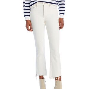 MOTHER The Insider High Rise Crop Step Fray Bootcut Jeans in Cream Puff